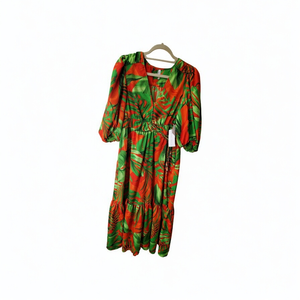 Tropical Green and Red Women's Dress